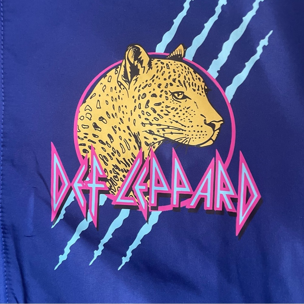 Def Leppard Blue and Pink Puffer Jacket with Ribbed Accents - Picture 3 of 10